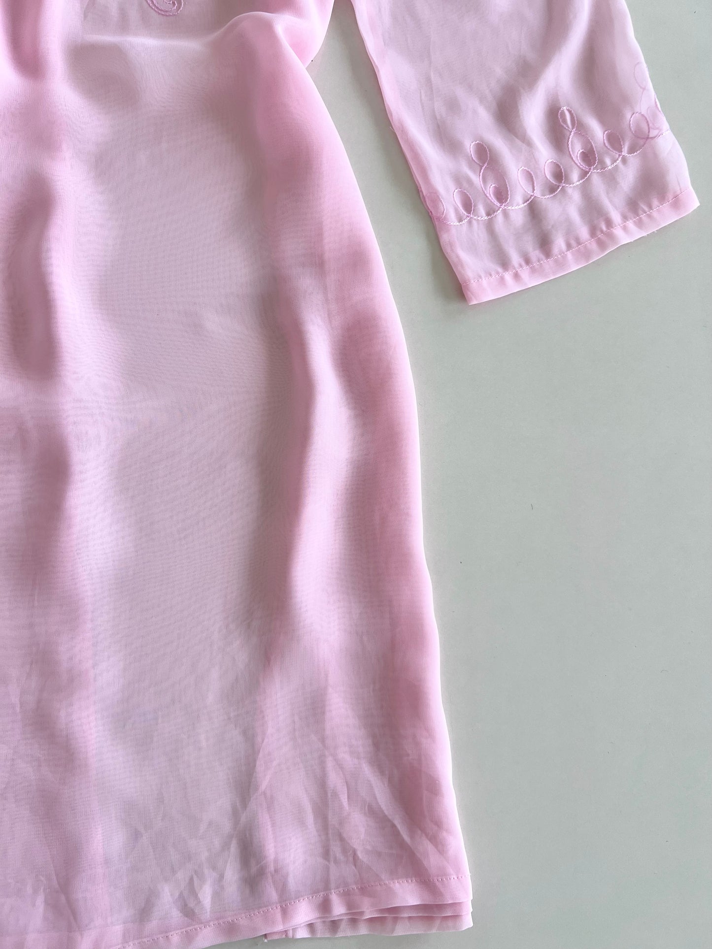 Pink Embroidered Sheer Top-Bust 44