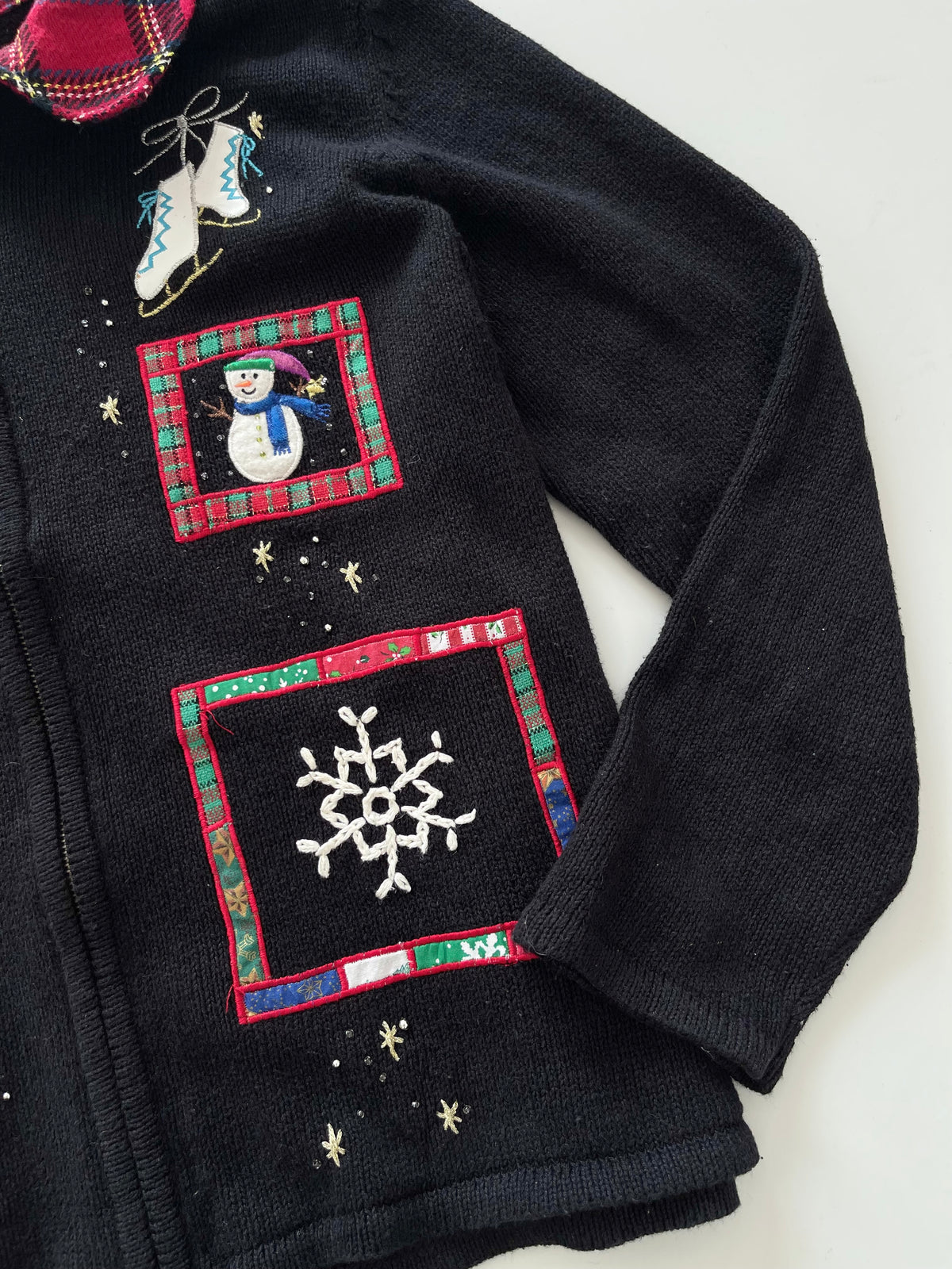 Mercer Street Studio Embroidered Christmas Zipper Sweater-Bust 48