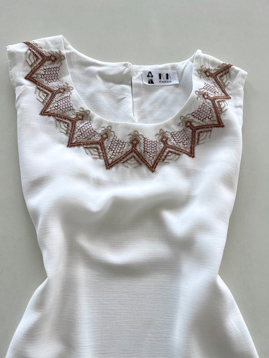 Embroidered Sheer Vintage Top-Bust 36