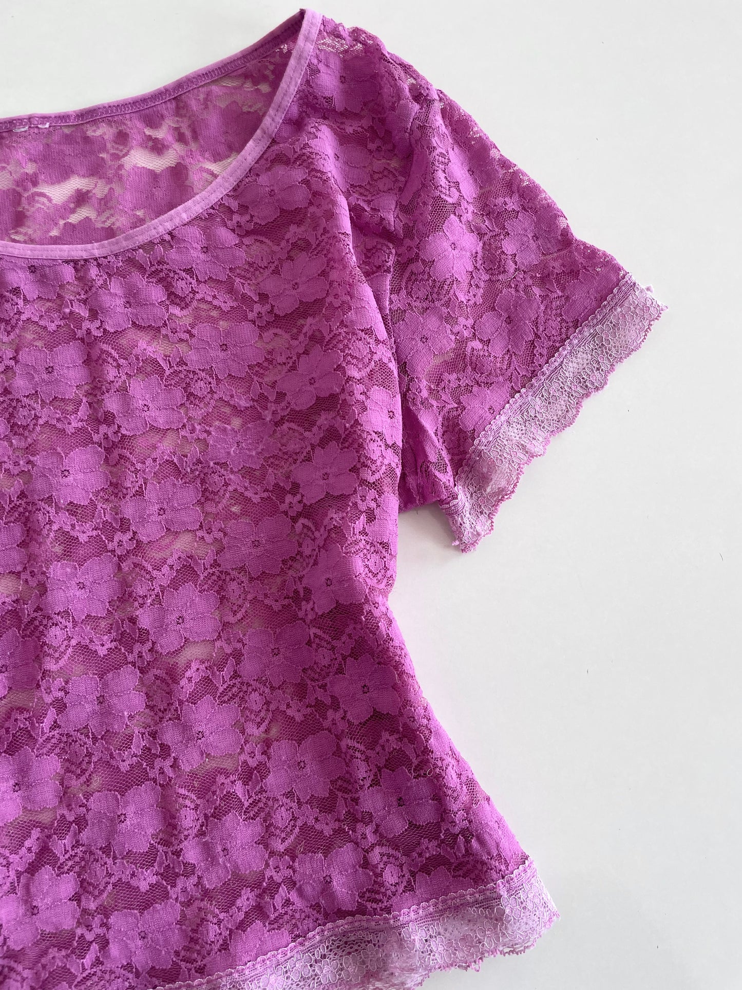 Pink Lace Sheer Top-Bust 34 to 36