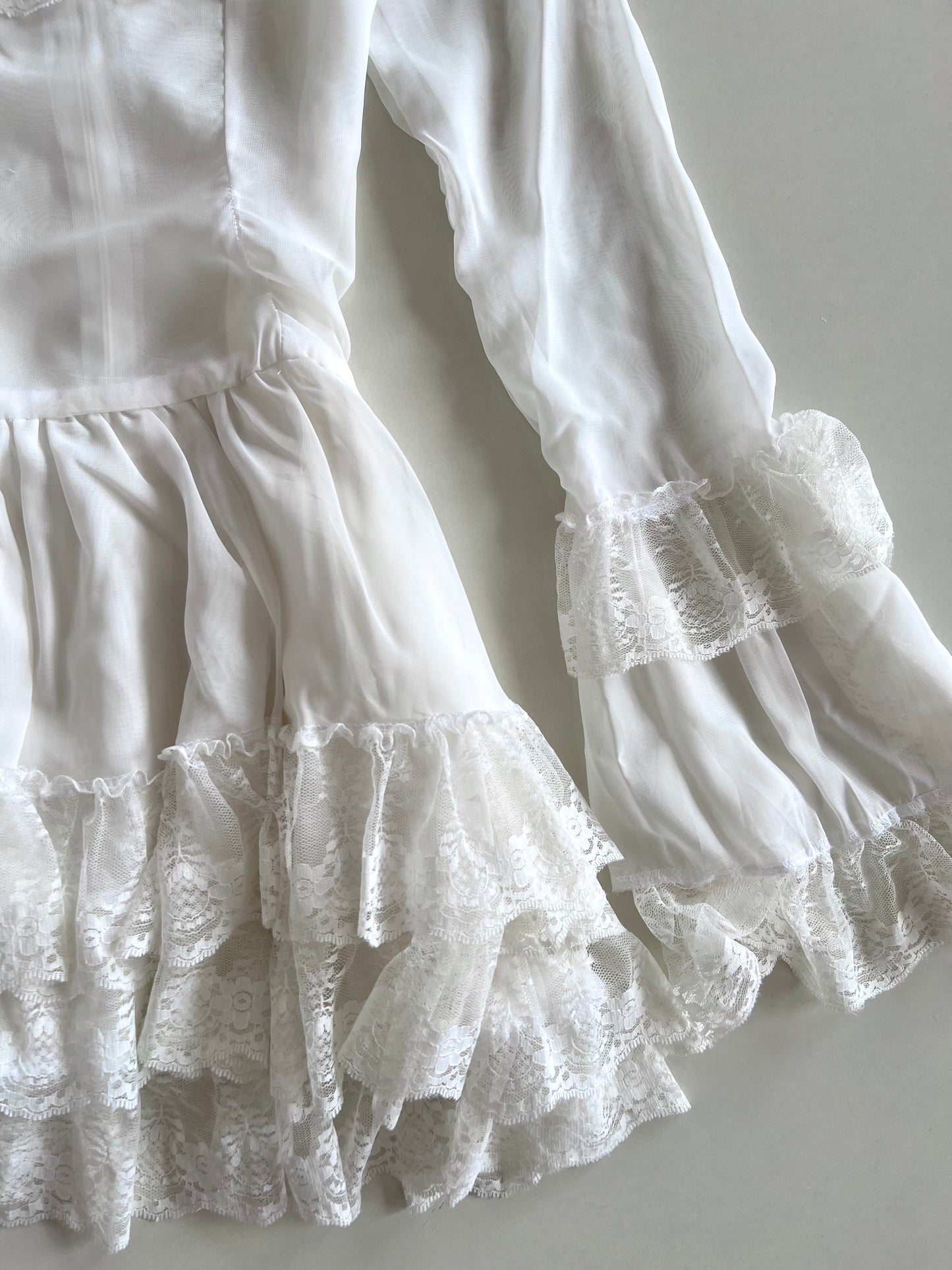 Lace & Ruffle Sheer Dress-Bust 32