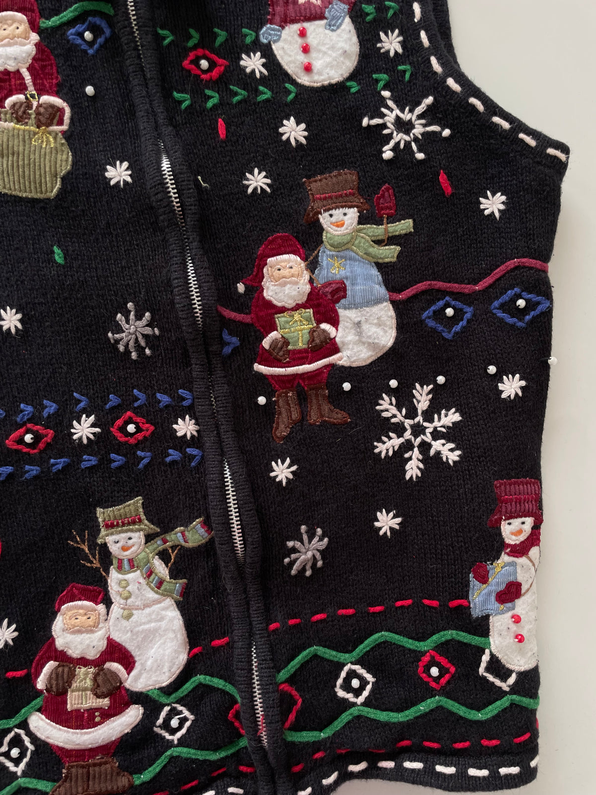 Erika Christmas Embroidered Vest Sweater-Bust 38