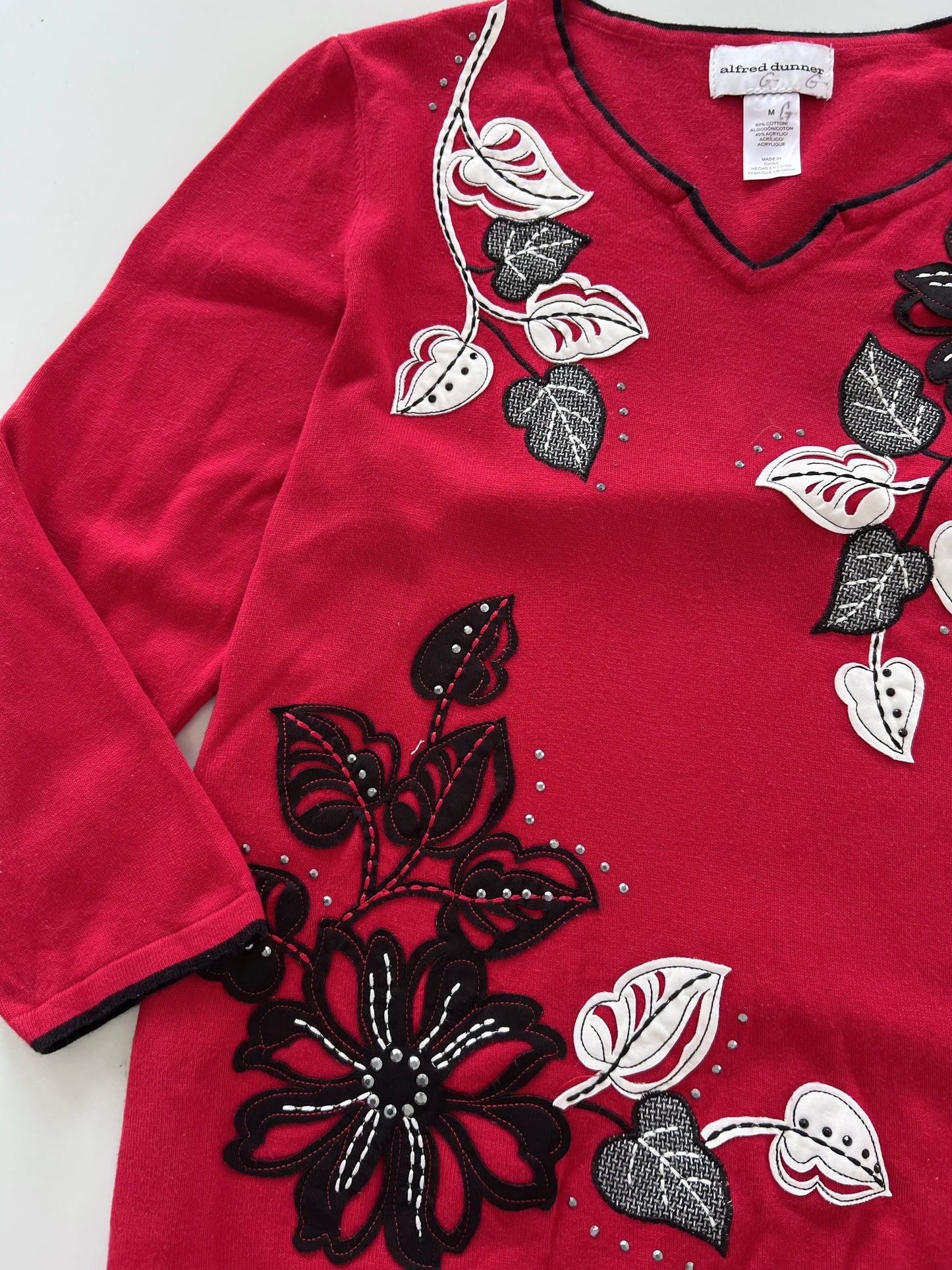 Alfred Dunner Embroidered Sweater-Bust 44