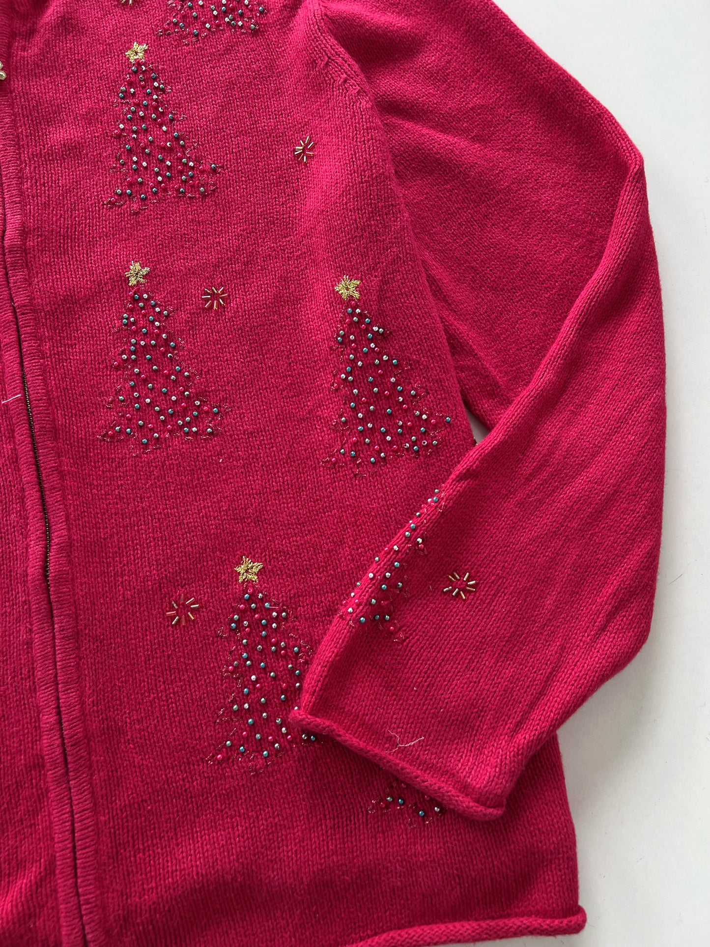 Croft & Barrow Embroidered Christmas Zipper-Bust 50