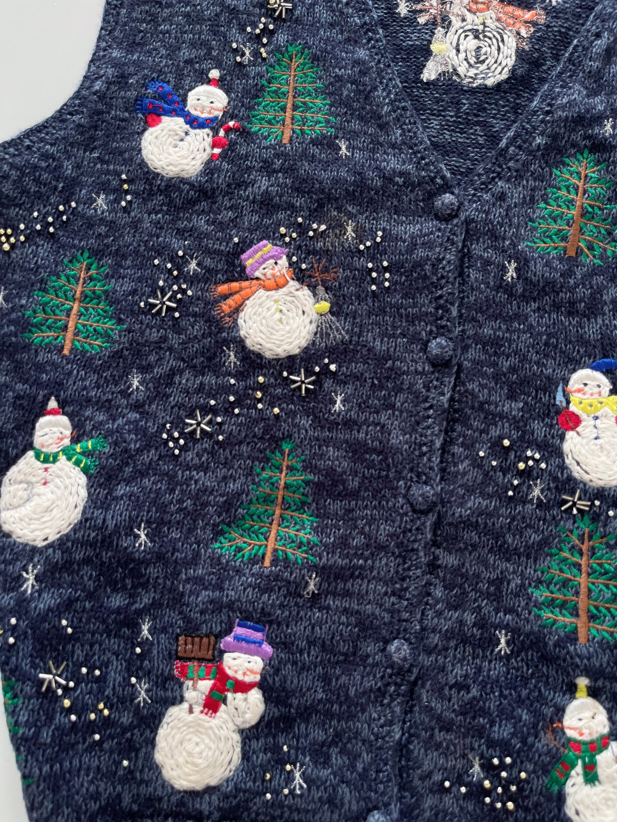 Studio Ho Ho Ho Embroidered Christmas Vest Sweater-Bust 44