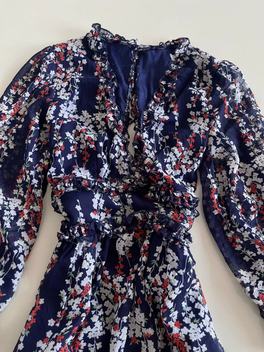 Floral Ruffle Dress-Bust 36 to 38