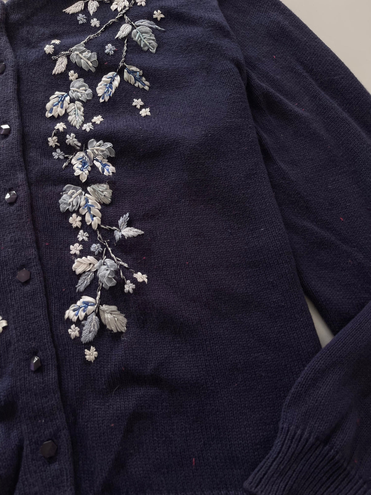 Heirloom Collectibles Hand Embroidered Cardigan Sweater-Bust 48
