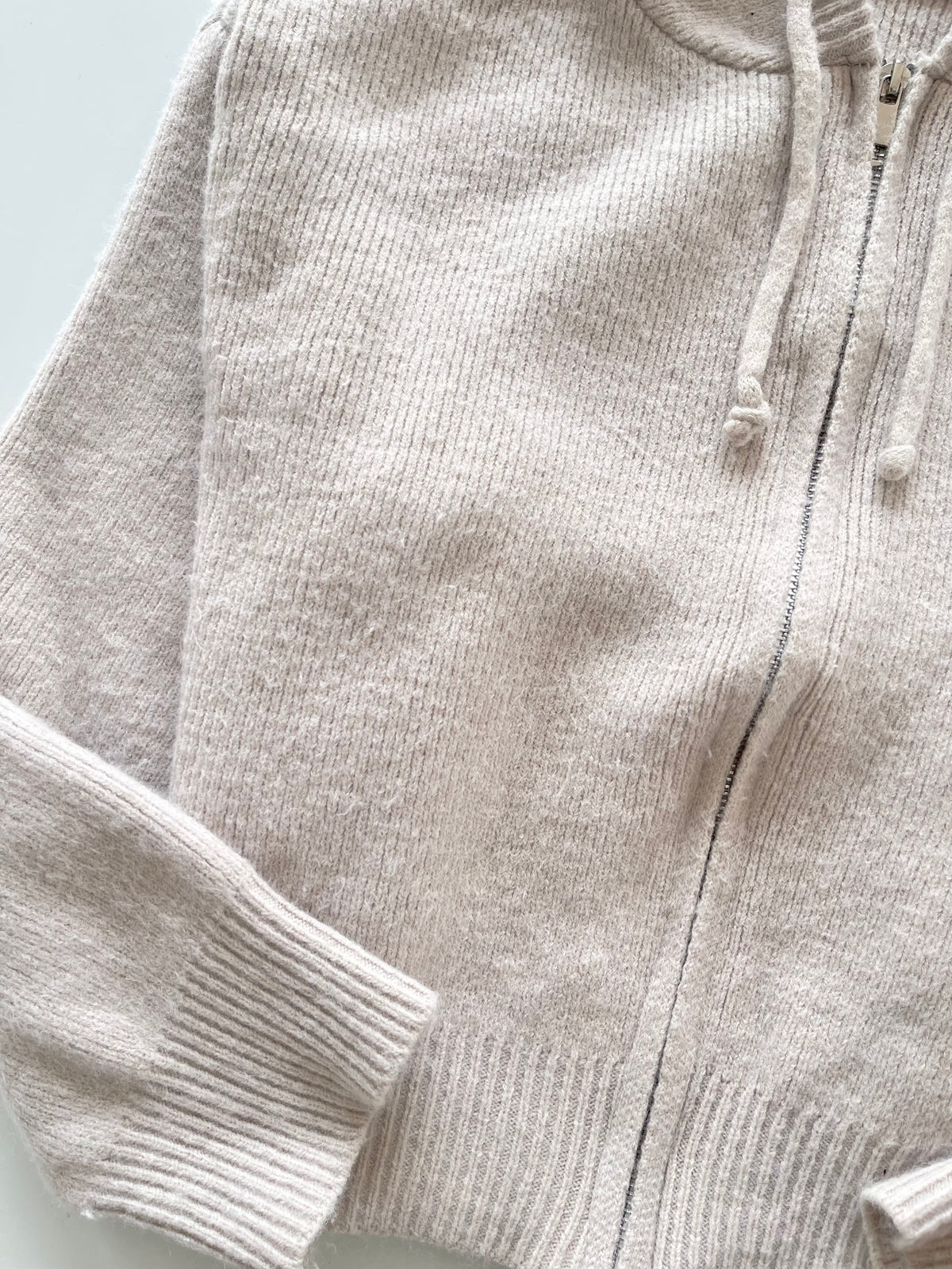 Hooded Solid Zipper Sweater-Bust 46