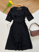 Load image into Gallery viewer, Belted Black Dresse-Bust 36