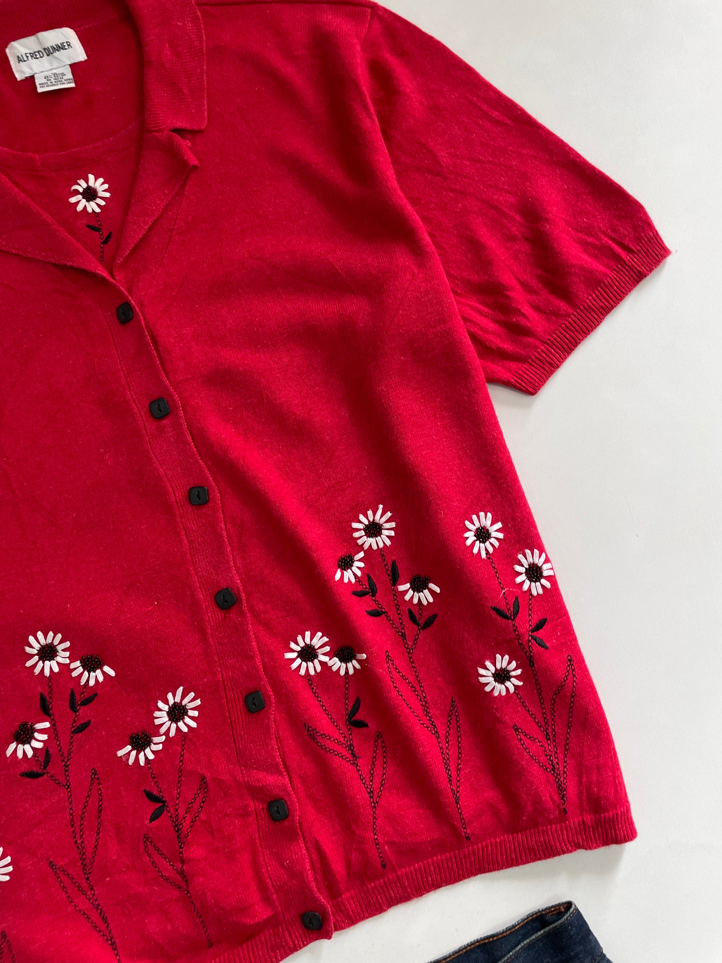 Alfred Dunner Vintage Embroidered Sweater Vest-Bust 46