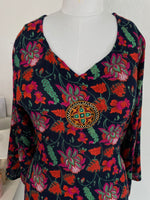 Load image into Gallery viewer, EMBROIDERED SPACE BLUE FLORAL KURTI - BUST 46