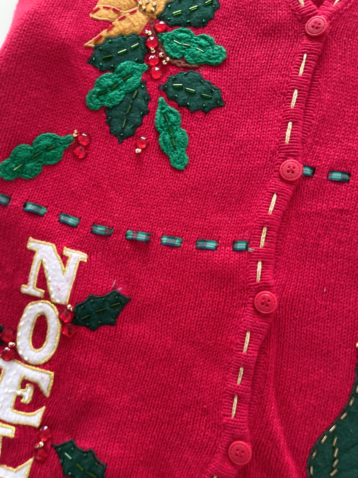 Bobbie Brooks Embroidered Christmas Vest Sweater-Bust 46