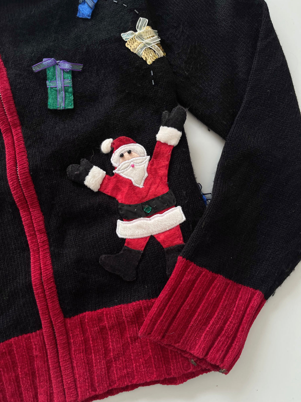 Karen Scott Embroidered Christmas Zipper Sweater-Bust 40