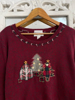 Load image into Gallery viewer, Christopher & Banks Embroidered Christmas Sweater-Bust 50