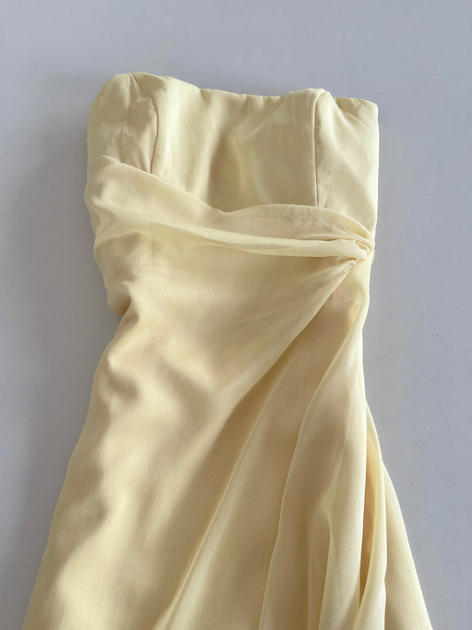 Vintage Butter Yellow Tube Dress-Bust 36