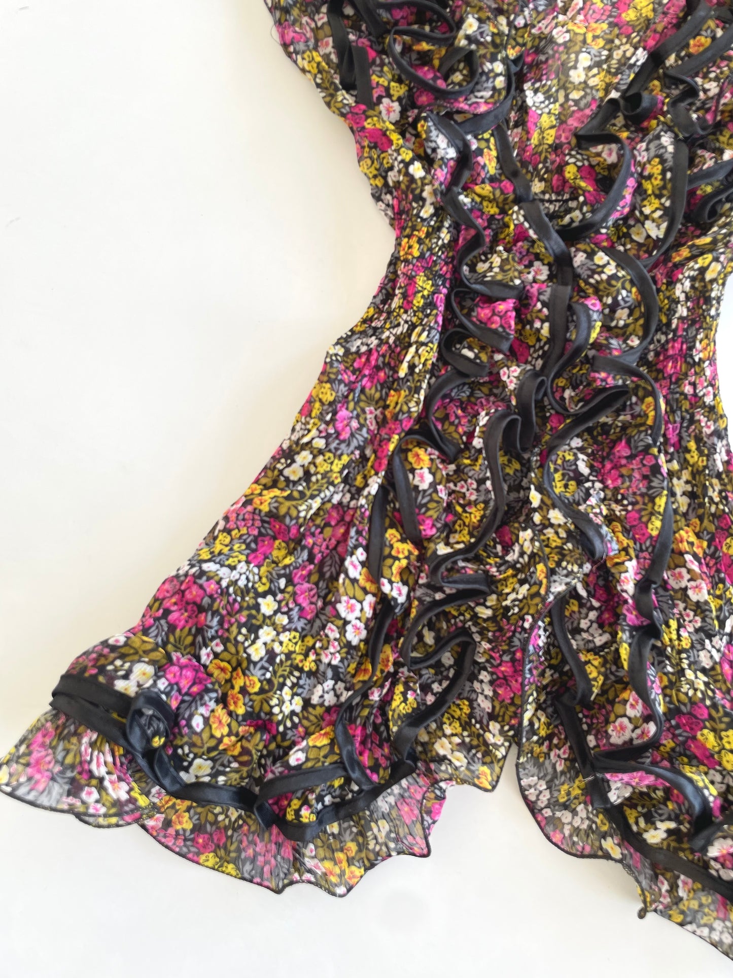 Ruffle Vintage Sheer Top-Bust 36 to 40
