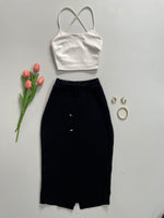 Load image into Gallery viewer, Black Drawstring Skirt - Waist 26 to 30