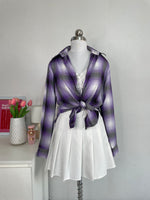 Load image into Gallery viewer, FOXCROFT PURPLE PRINTED SHIRT - BUST 40