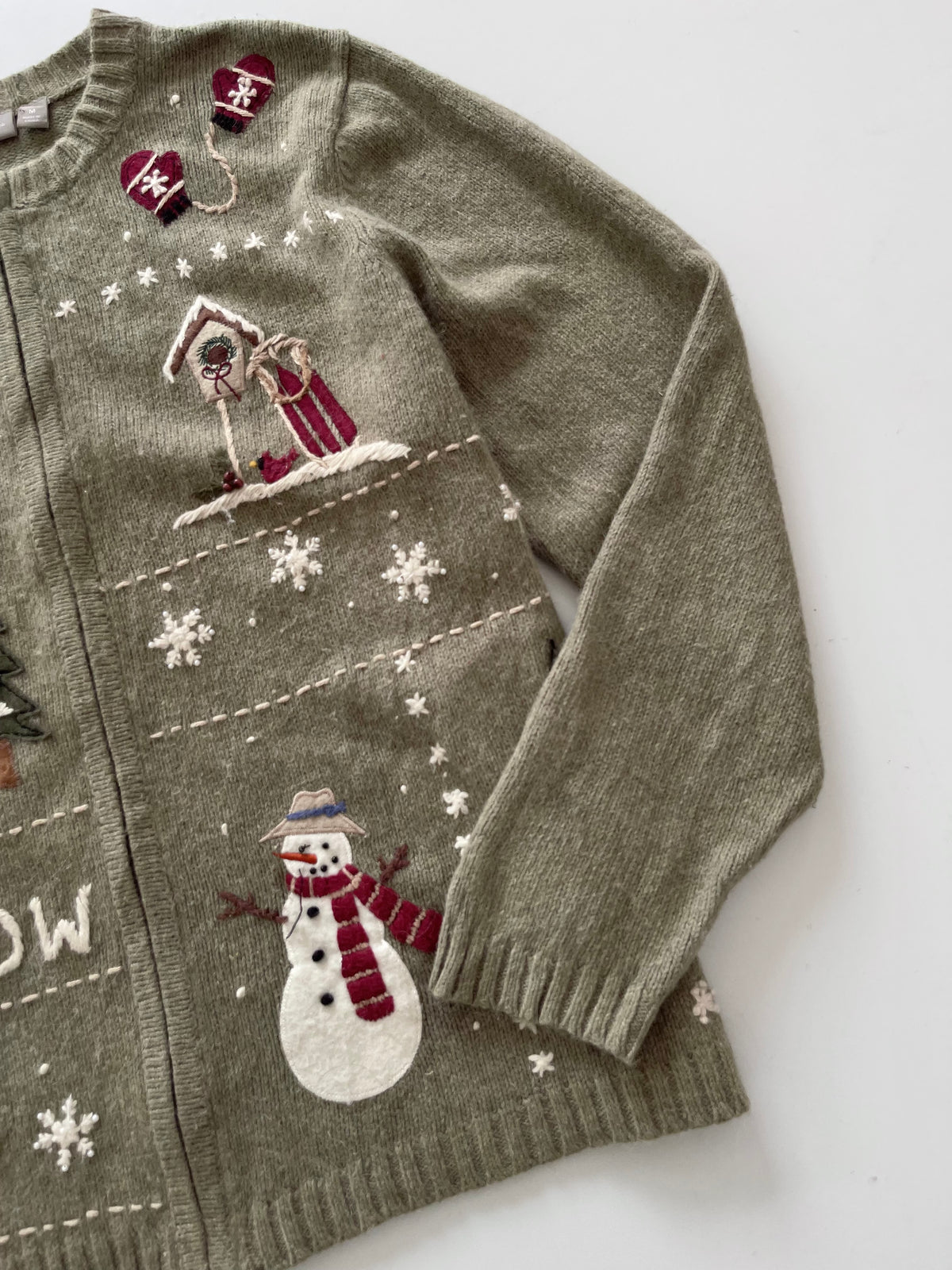 Croft&barrow Embroidered Christmas Zipper Sweater-Bust 46