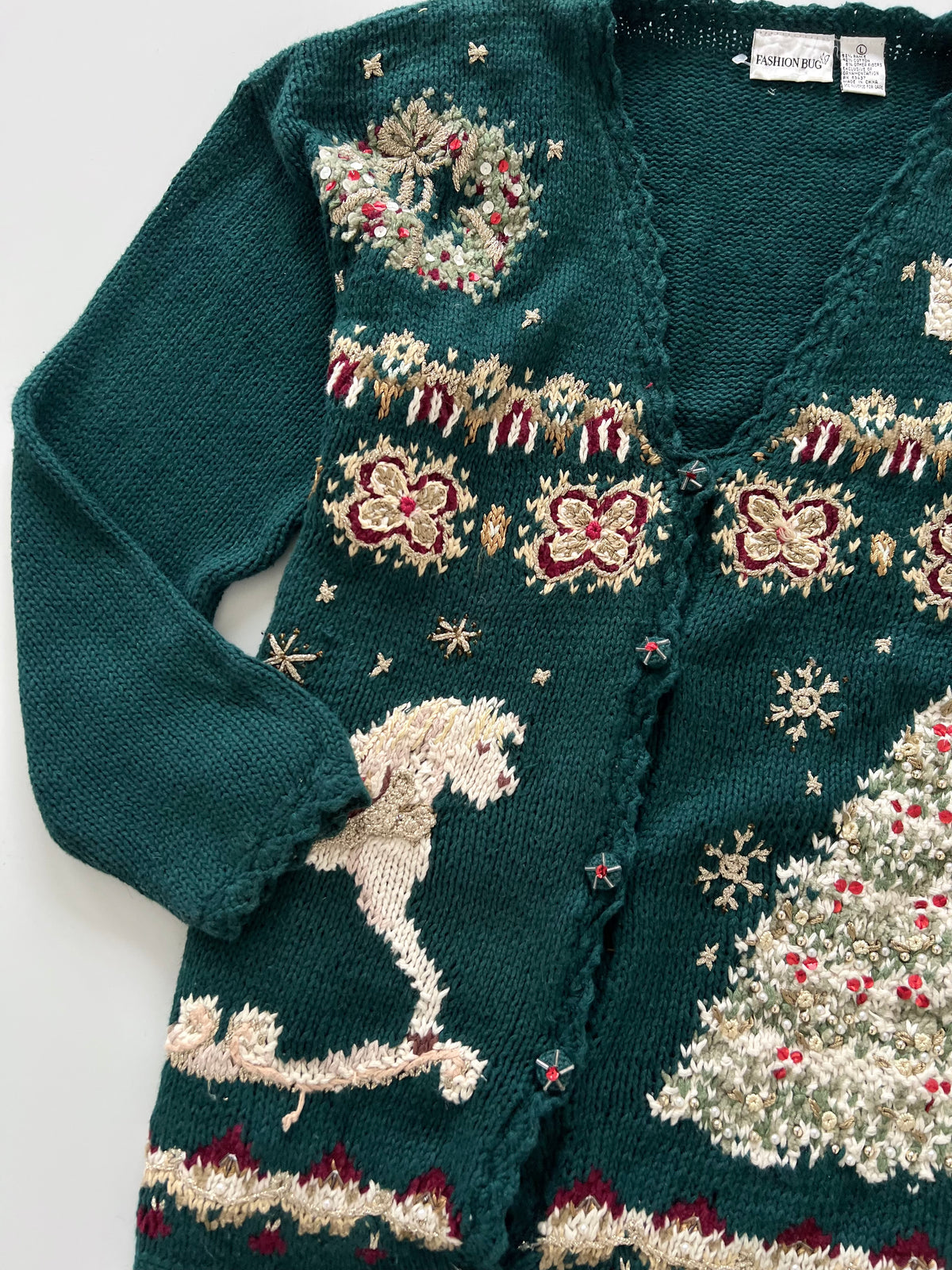 Fashion Bug Embroidered Christmas Cardigan Sweater-Bust 48