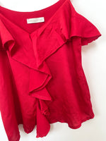 Load image into Gallery viewer, Red Ruffle Top-Bust 38