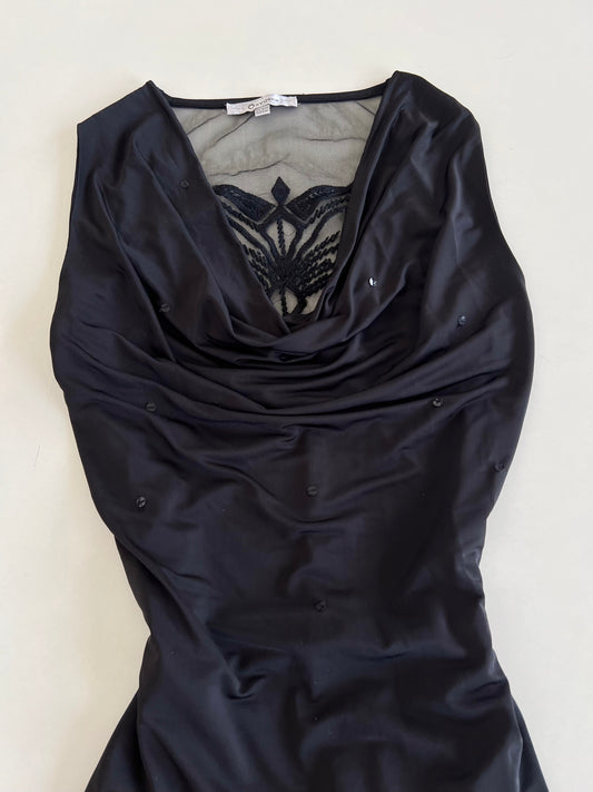 Oxygene Cowl Neck Embroidered Vintage Dress-Bust 34 to 36