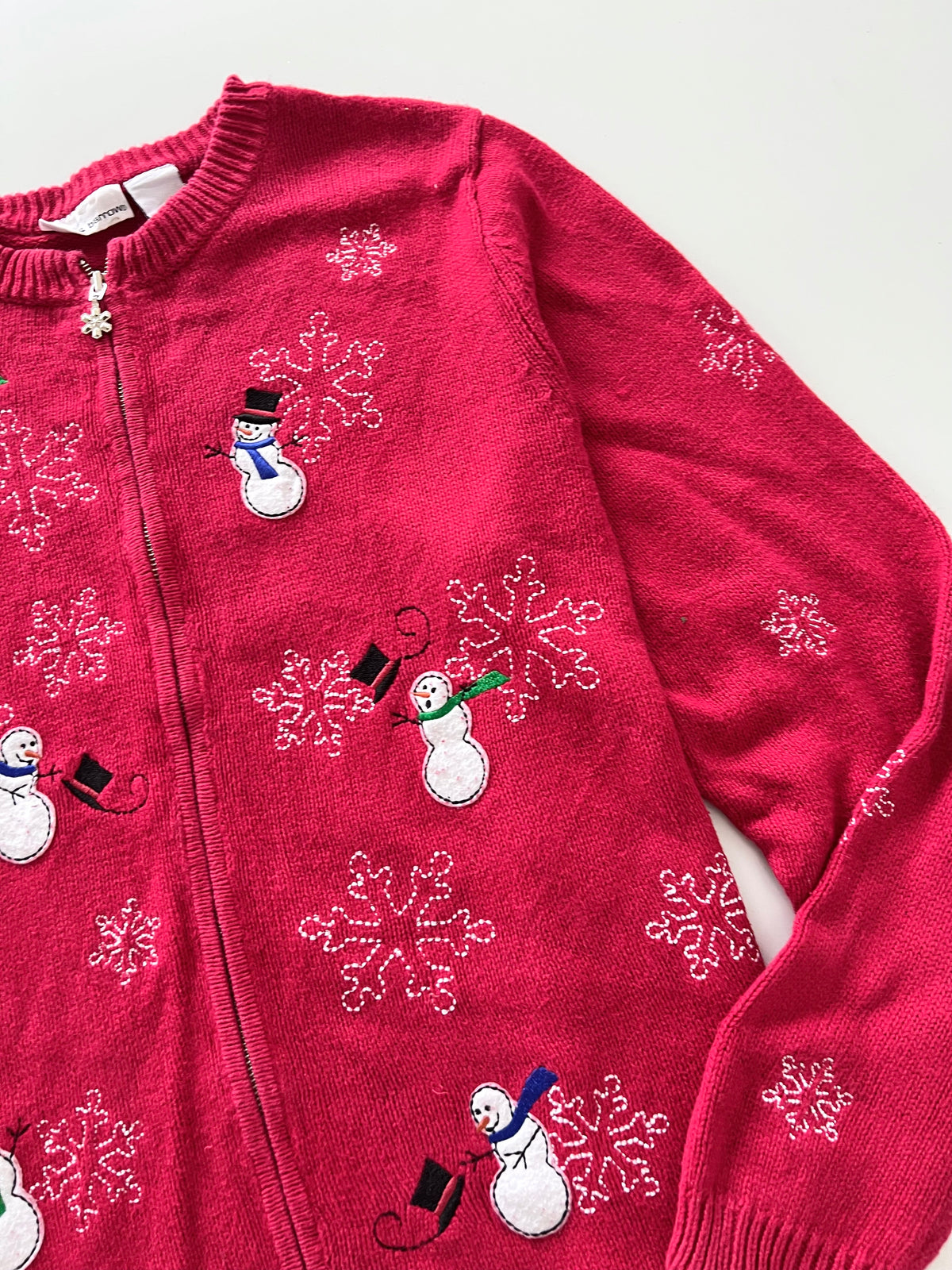 Croft&Barrow Embroidered Christmas Zipper Sweater-Bust 48