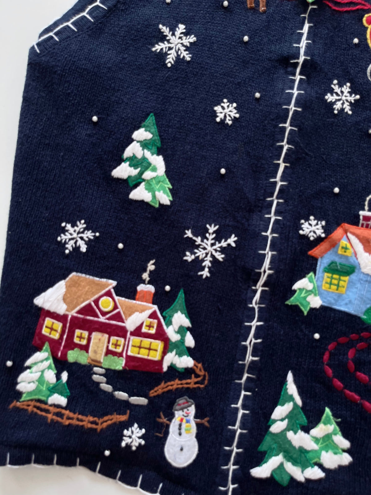 White Stag Embroidered Christmas Vest Sweater-Bust 54