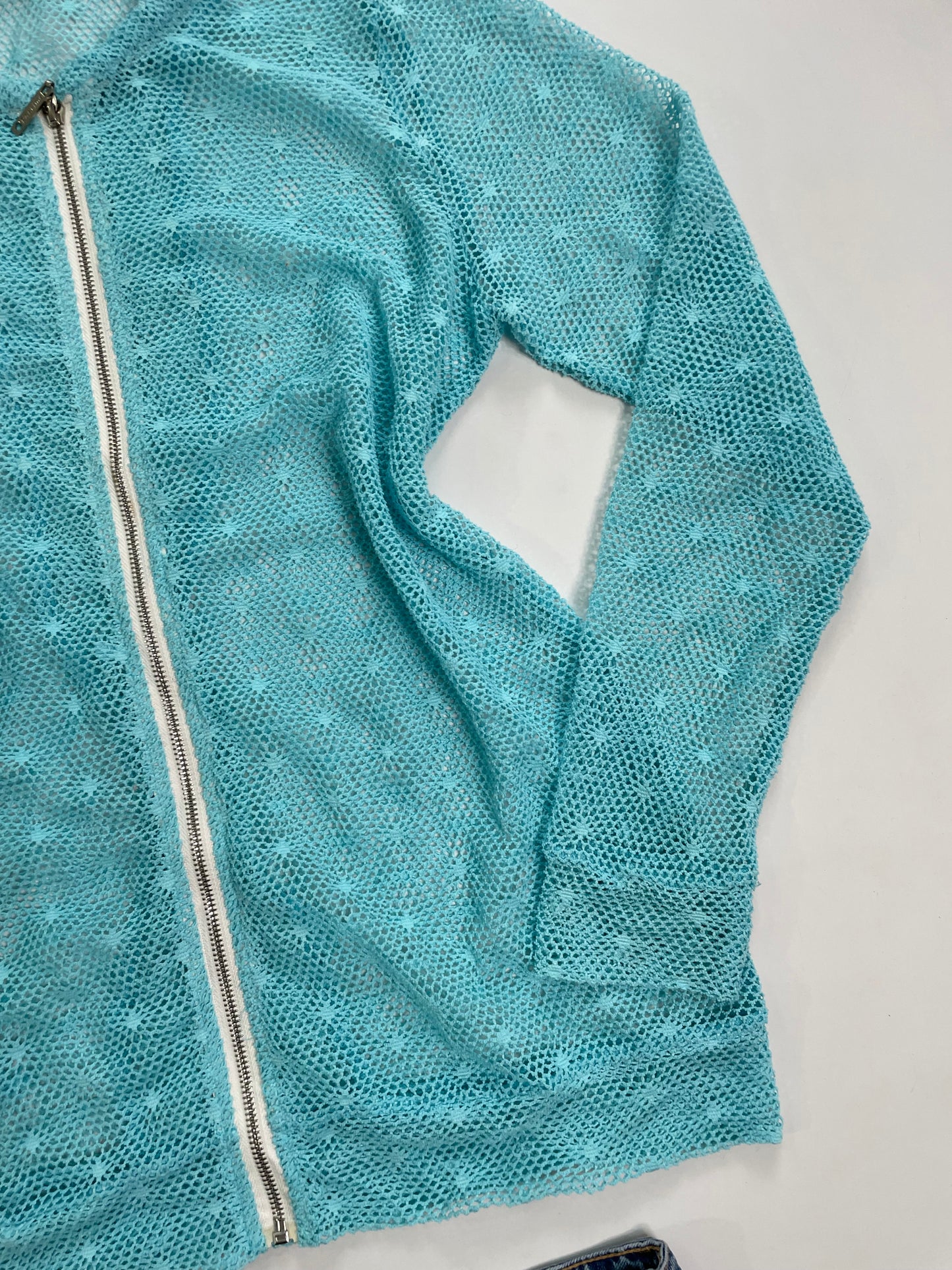 Sky Blue Crochet Zipper-Bust 38 to 40