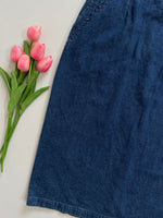 Load image into Gallery viewer, EMBROIDERED SAPPHIRE BLUE DENIM SKIRT - WAIST 28