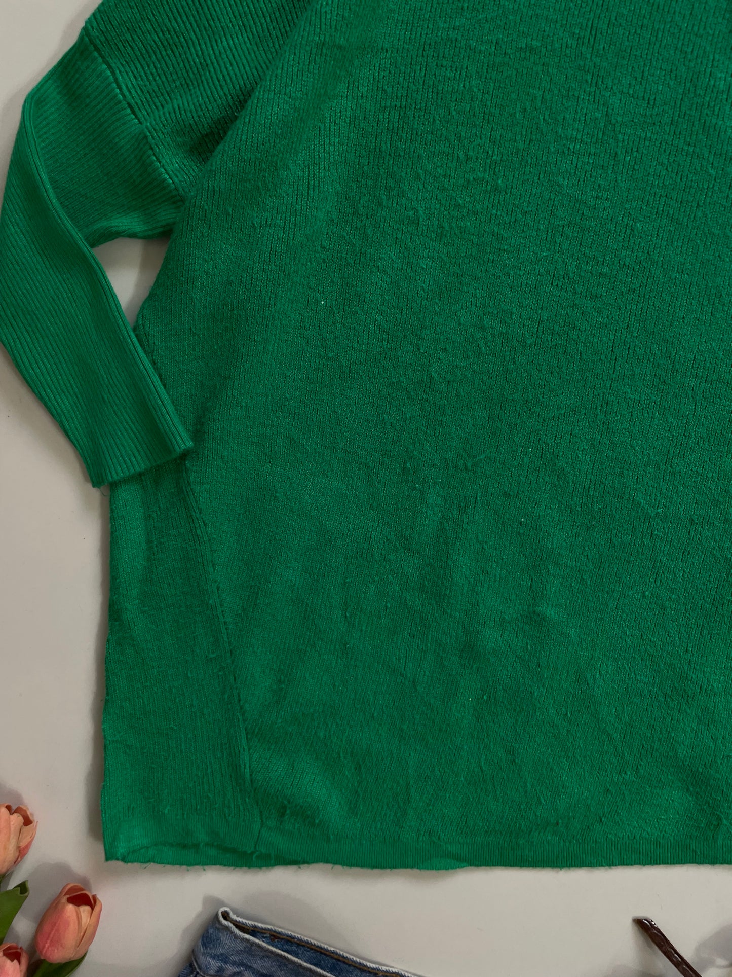 Asymmetric Green Sweater-Bust 36 to 40