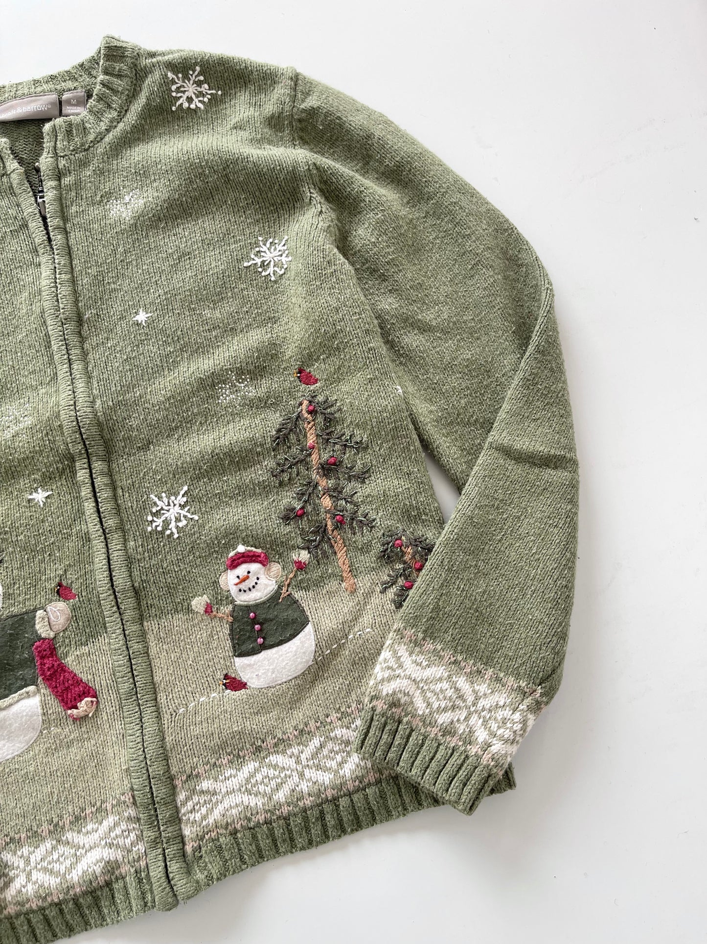 Croft&barrow Christmas Embroidered Zipper-Bust 42