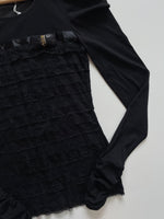 Load image into Gallery viewer, BLACK LACE LINED TOP WITH SEQUIN BOW - BUST 28 TO 30