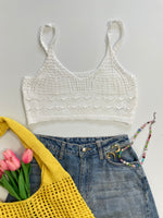 Load image into Gallery viewer, Crochet White Top-Bust 34