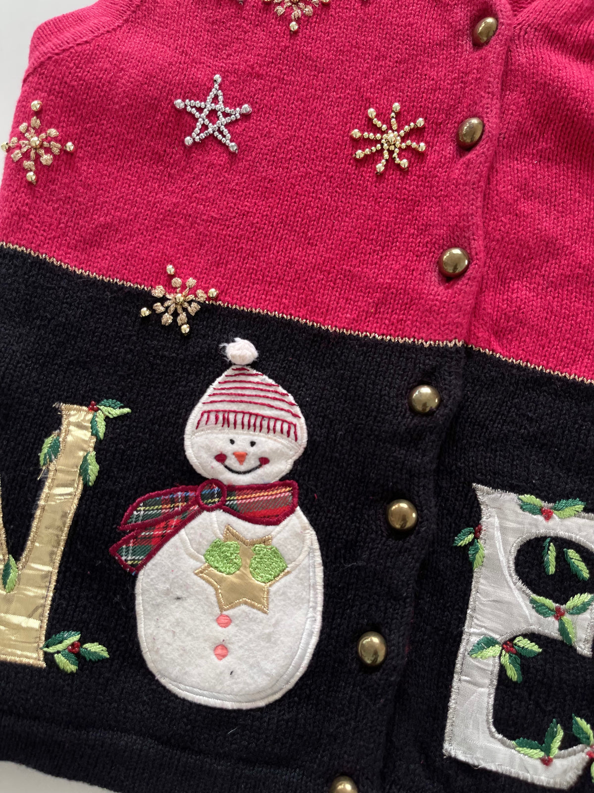 Candor Embroidered Christmas Vest Sweater-Bust 44
