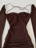 Load image into Gallery viewer, Ruched Brown Dress-Bust 30