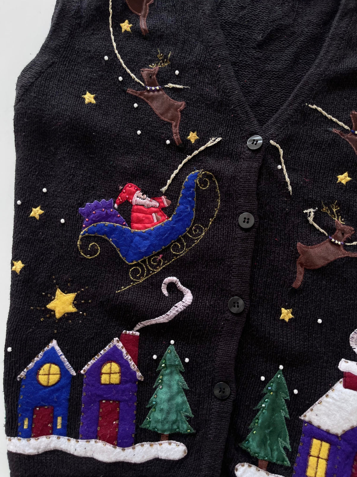 Bobbie Brooks Embroidered Christmas Vest Sweater-Bust 50
