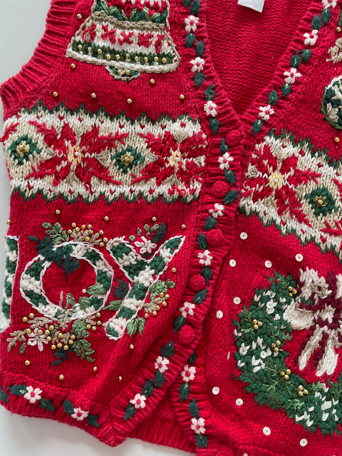 Tiara International Christmas Embroidered Vest Sweater-Bust 38