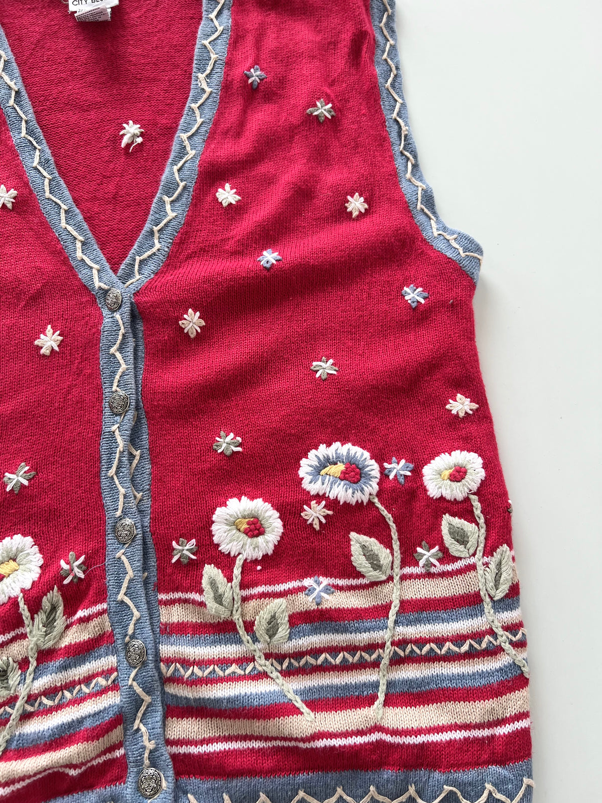 Koret City Blues Embroidered Vest Sweater-Bust 46