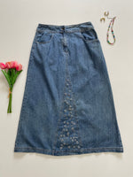 Load image into Gallery viewer, Embroidered Denim Skirt-Waist 28