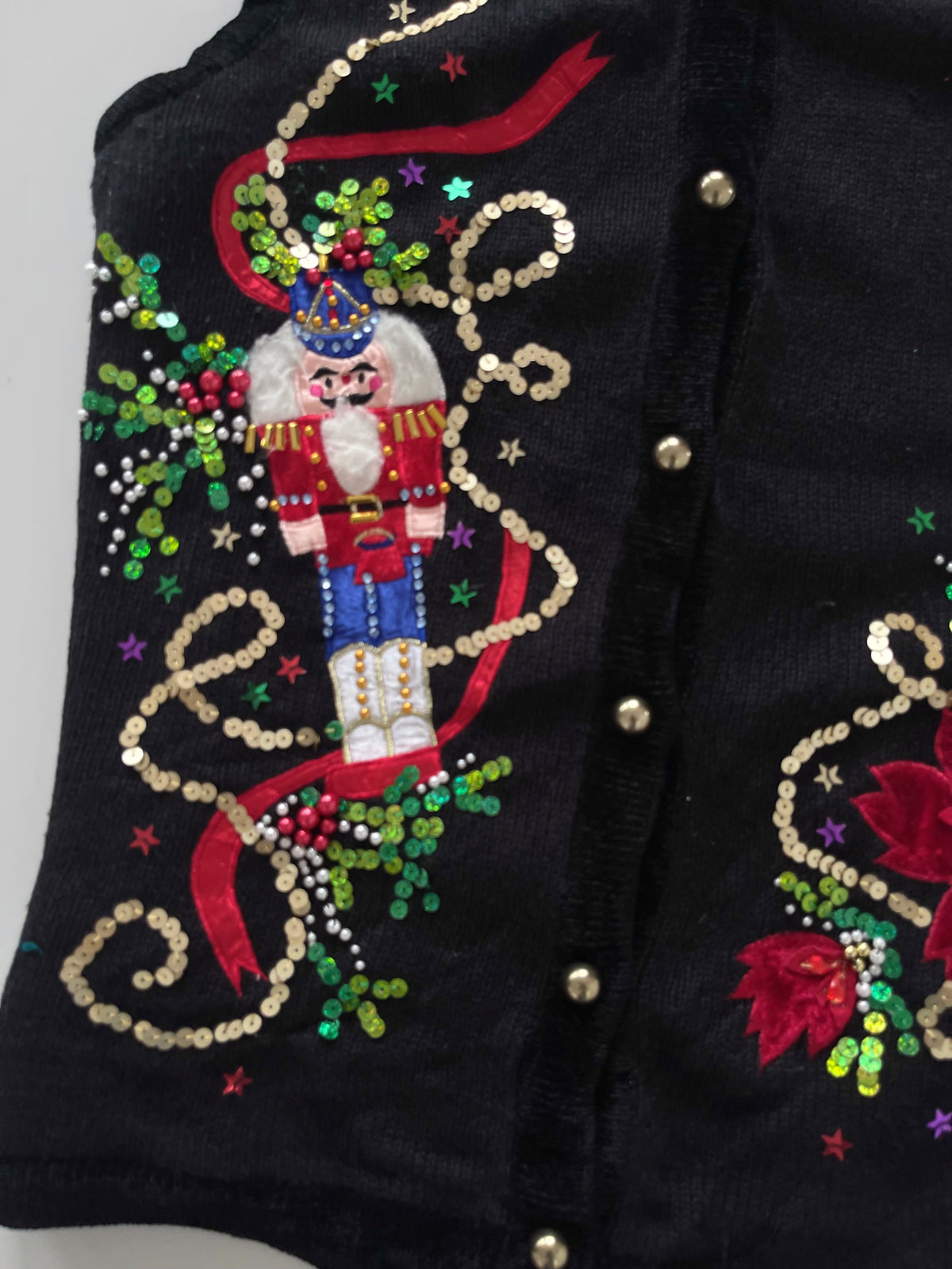 Lisa International Embroidered Christmas Vest Sweater-Bust 42