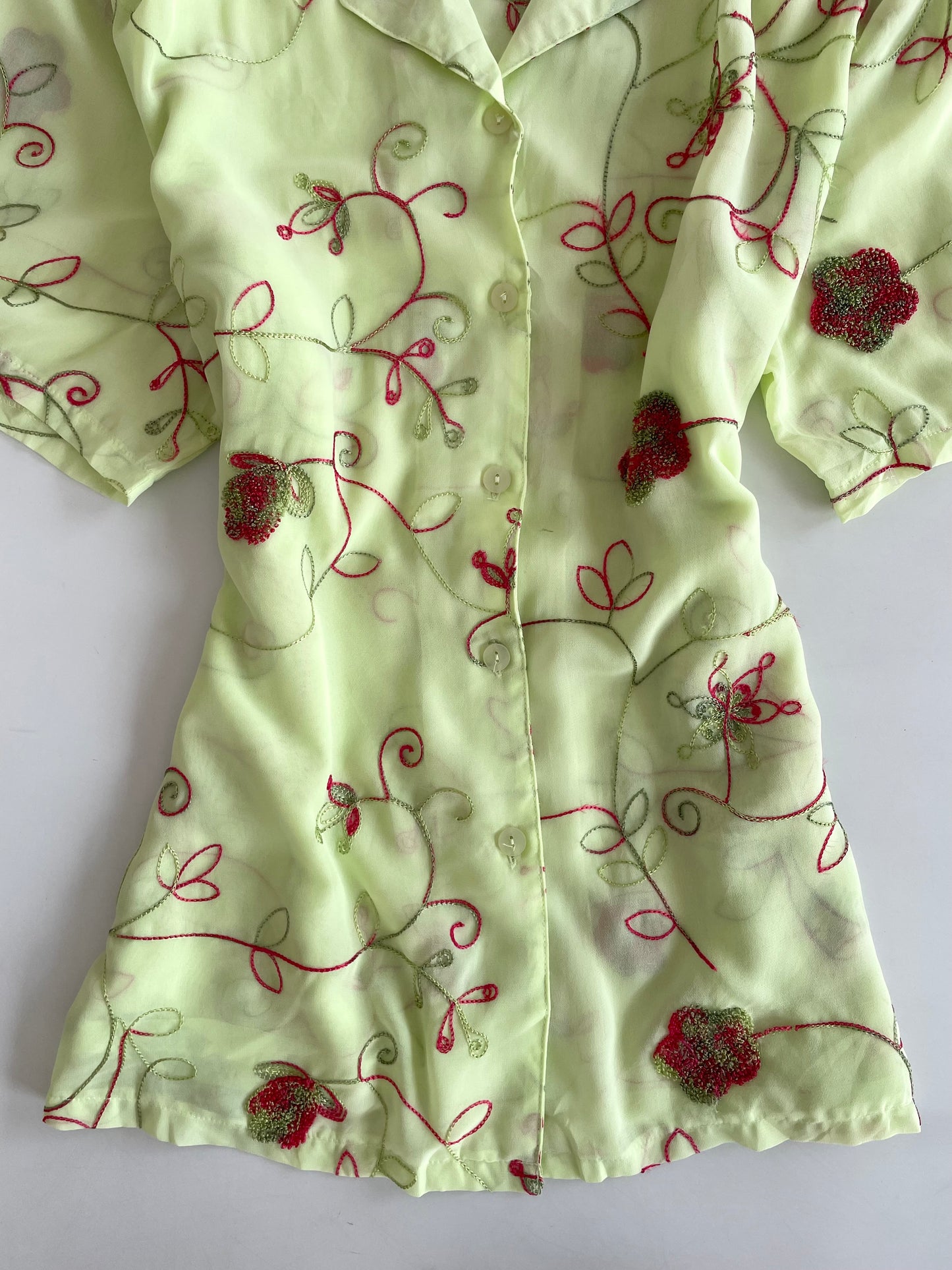 Embroidered Sheer Shirt-Bust 52