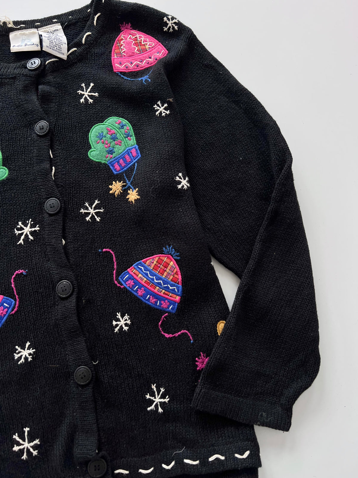 Bobbie Brooks Embroidered Christmas Cardigan Sweater-Bust 46