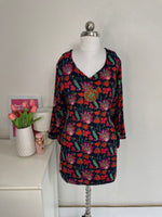 Load image into Gallery viewer, EMBROIDERED SPACE BLUE FLORAL KURTI - BUST 46