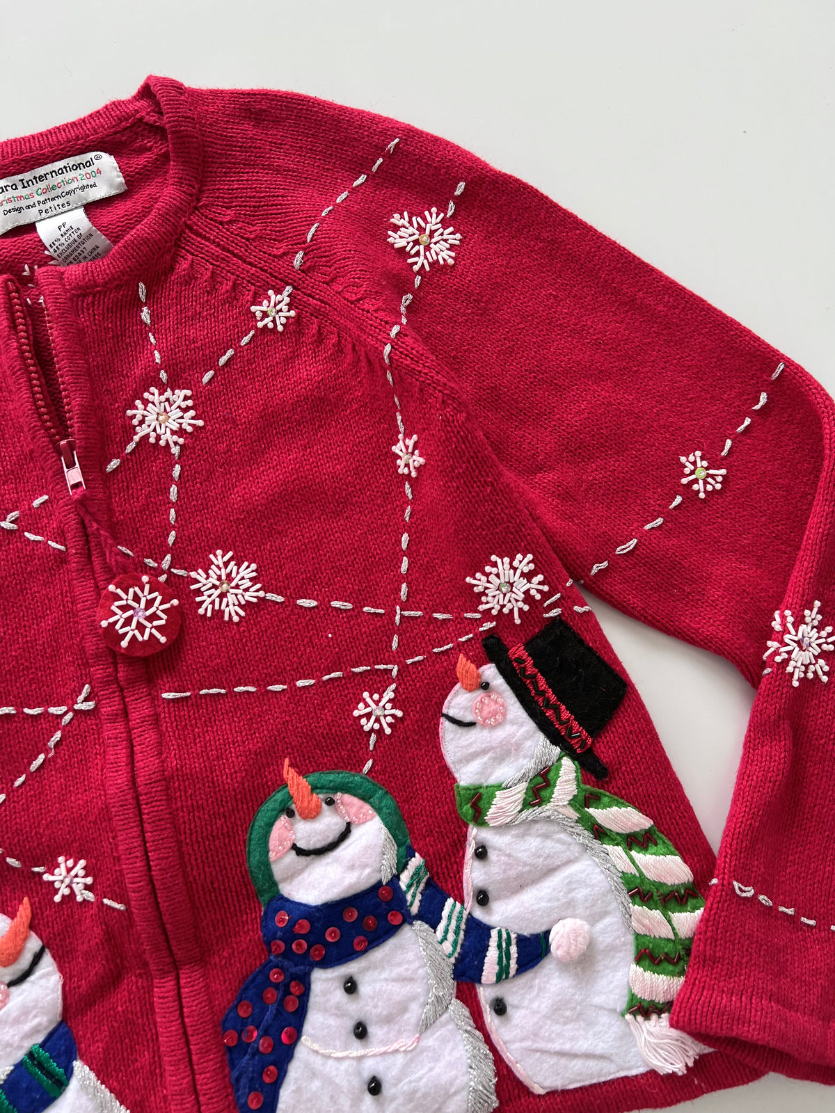 Tiara International Embroidered Christmas Zipper Sweater-Bust 40