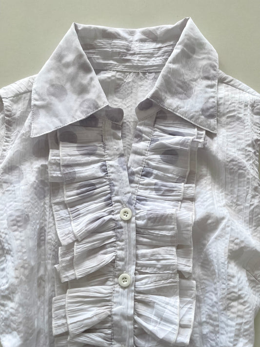 White Ruffle Y2k Top-Bust 36