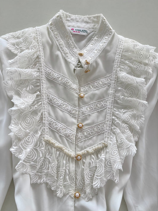 Yakleng Sheer Vintage Lace Shirt-Bust 42