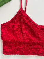 Load image into Gallery viewer, Red Lace Top-Bust 34