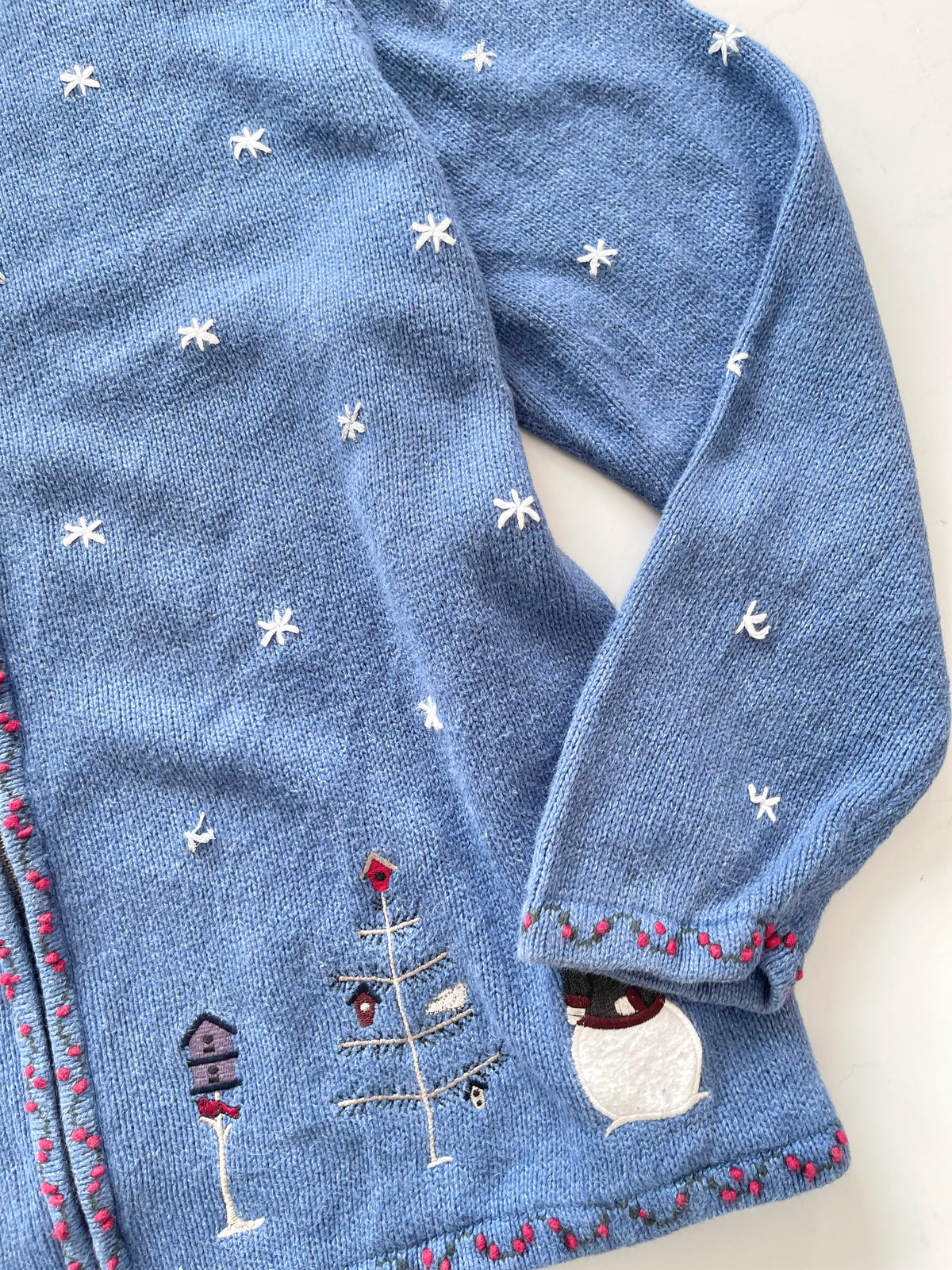 CJ Banks Christmas Embroidered Zipper Sweater-Bust 54