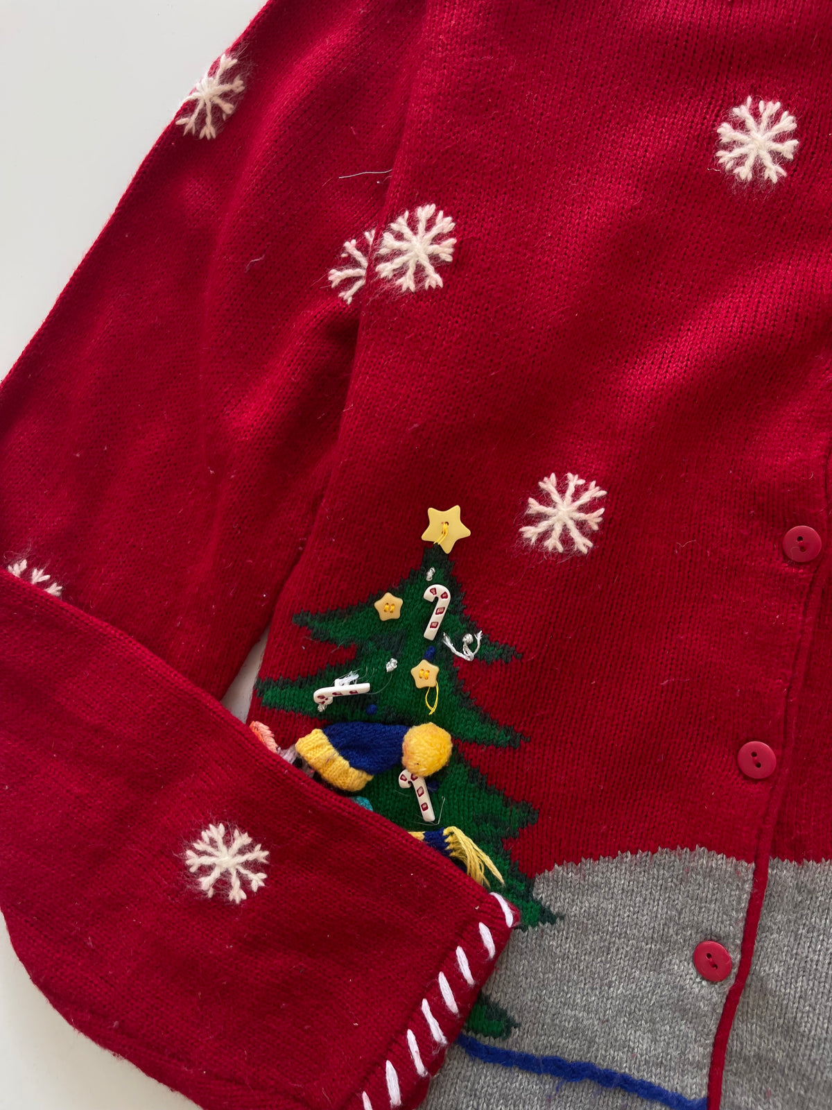 Karen Scott Christmas Embroidered Cardigan Sweater-Bust 48